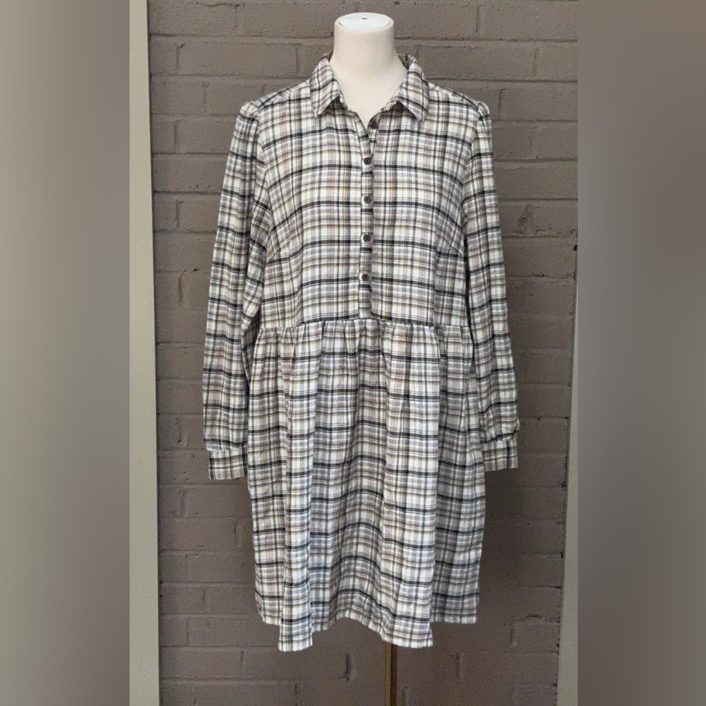 LOFT Plaid Flannel  Full / Babydoll Dress L
